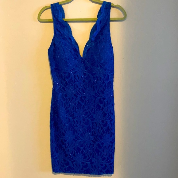 Jodi Kristopher Dresses & Skirts - Jodi Kristopher Blue lace fitted dress size 11